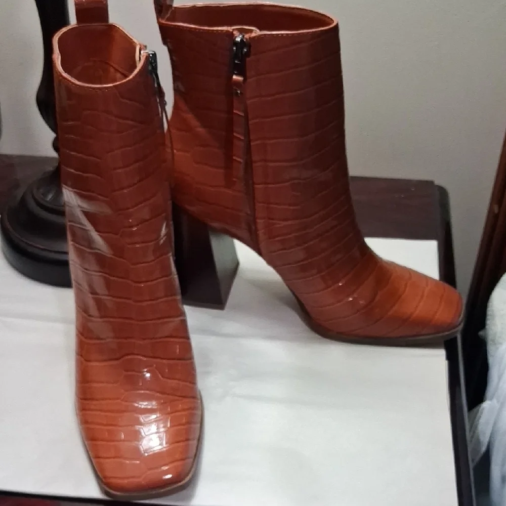 Sam Edelman  Croc-Embossed Ankle Booties